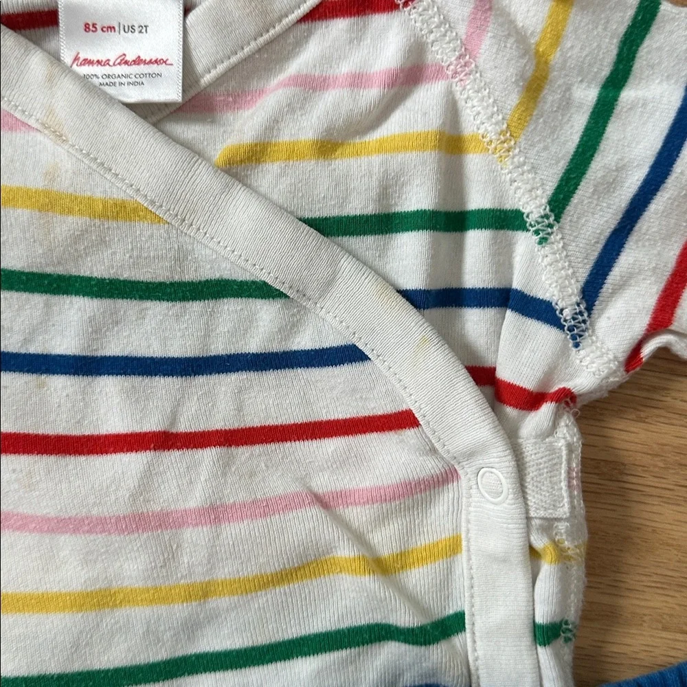Hanna Andersson striped onesie and blue shorts set size 85cm/ 2T